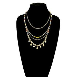 PREMIER DESIGNS Colorful Bead Layered Silver Charm Necklace | NEW